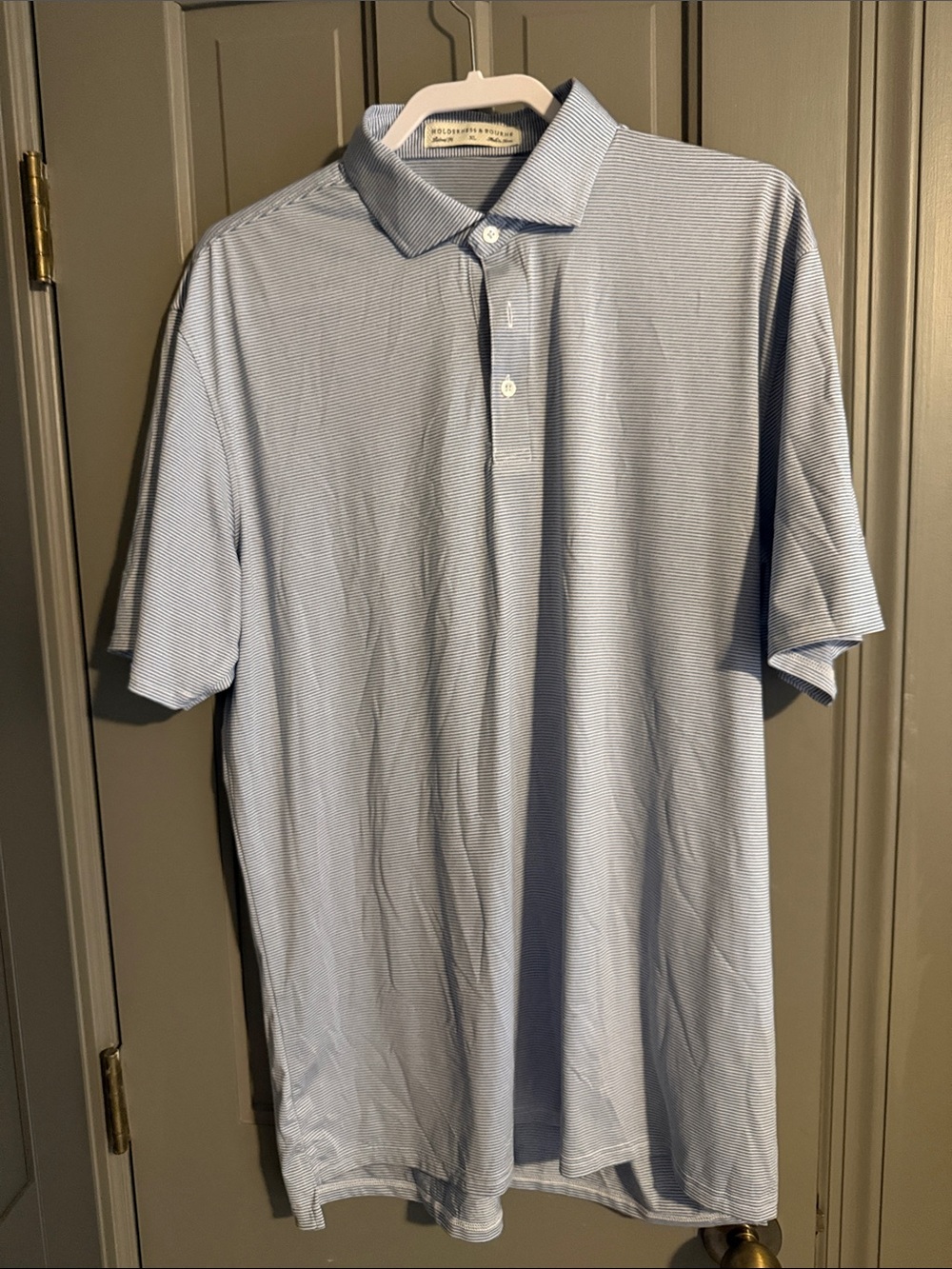 Men's Light Blue Polo Shirt with Subtle Stripe